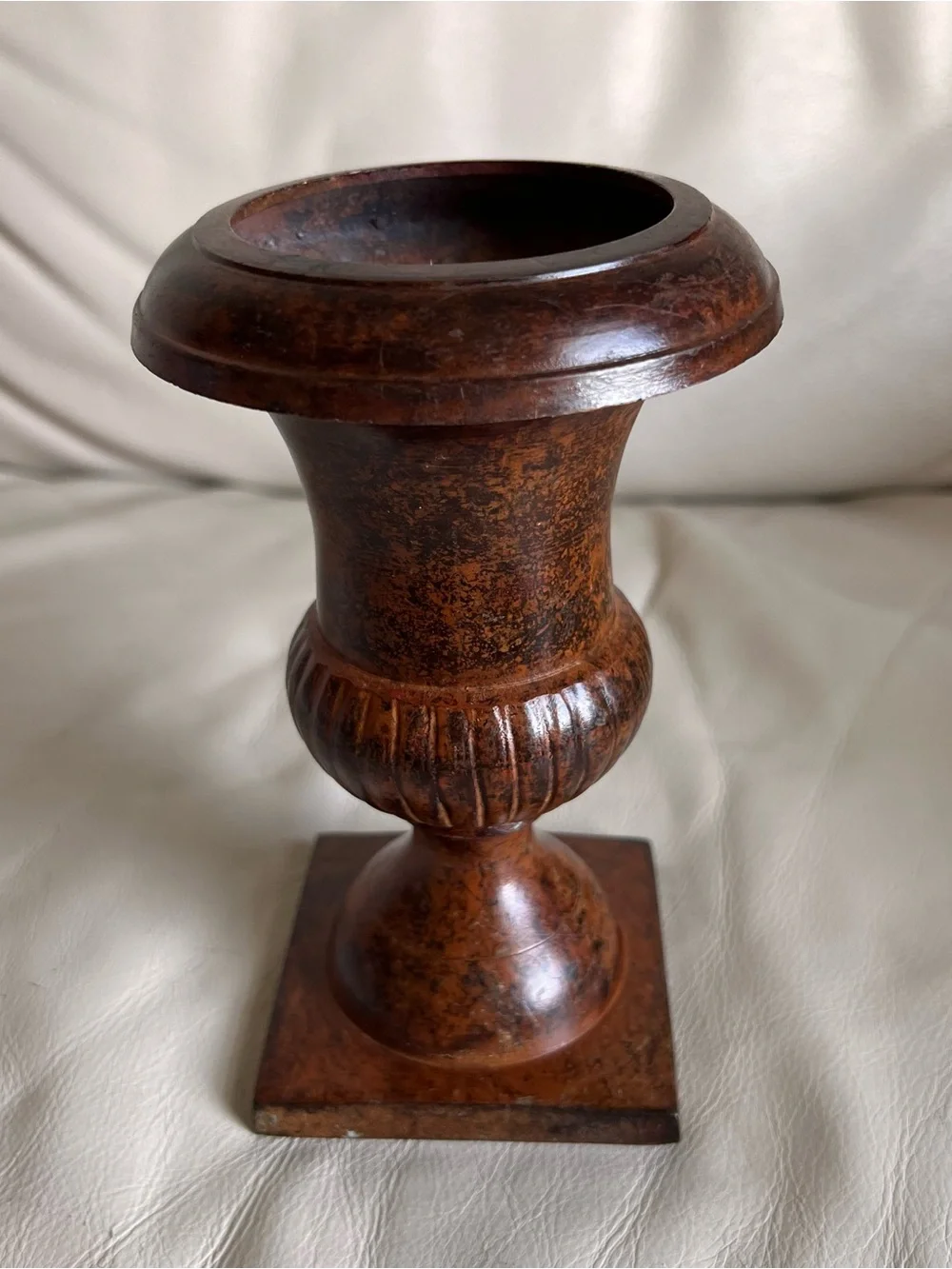 Neoclassical Style Metal Brown Patina Urn Vase Planter